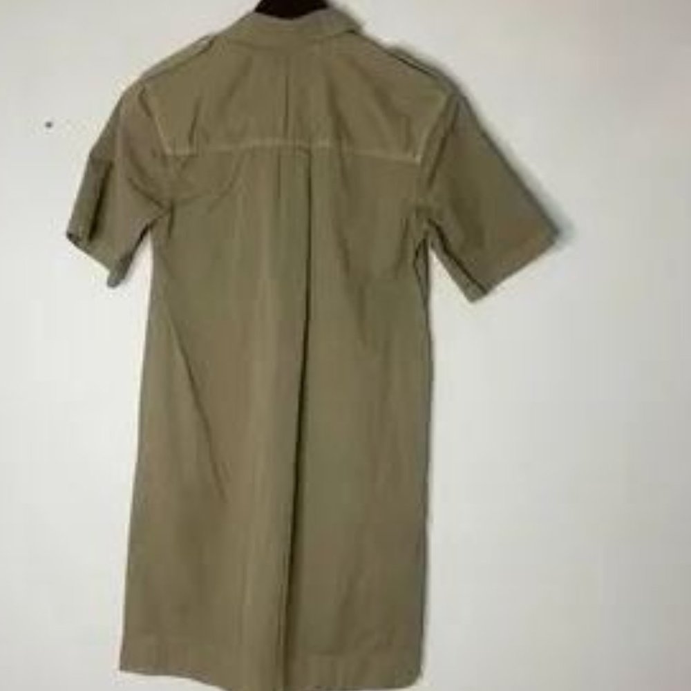 Madewell Size Small Military Safari Green Pocket Button Front Shirt Dress - Picture 2 of 3
